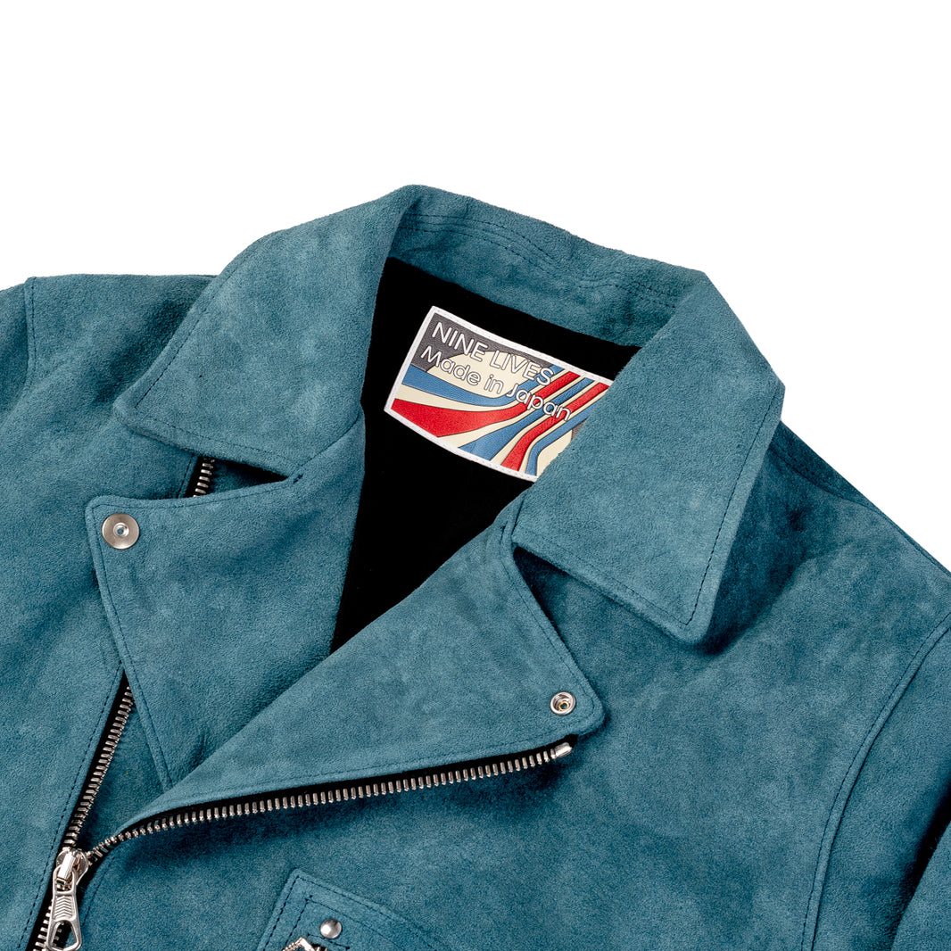 "The Dirty Bird" Double Rider's Horsehide Jacket – Suede Petrol Blue