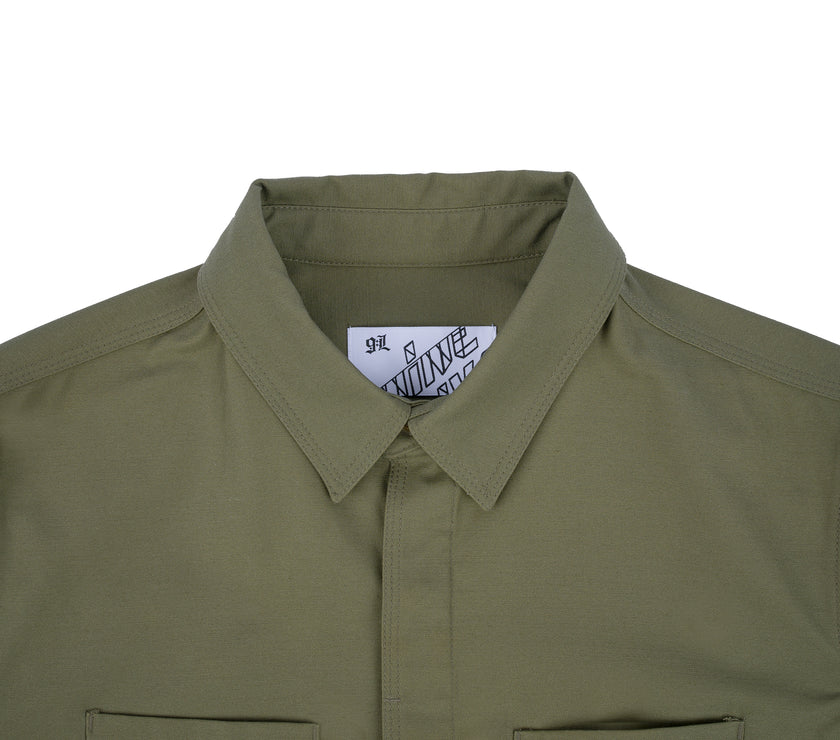 Marshall Islander Short Sleeve Shirt in Olive Sateen