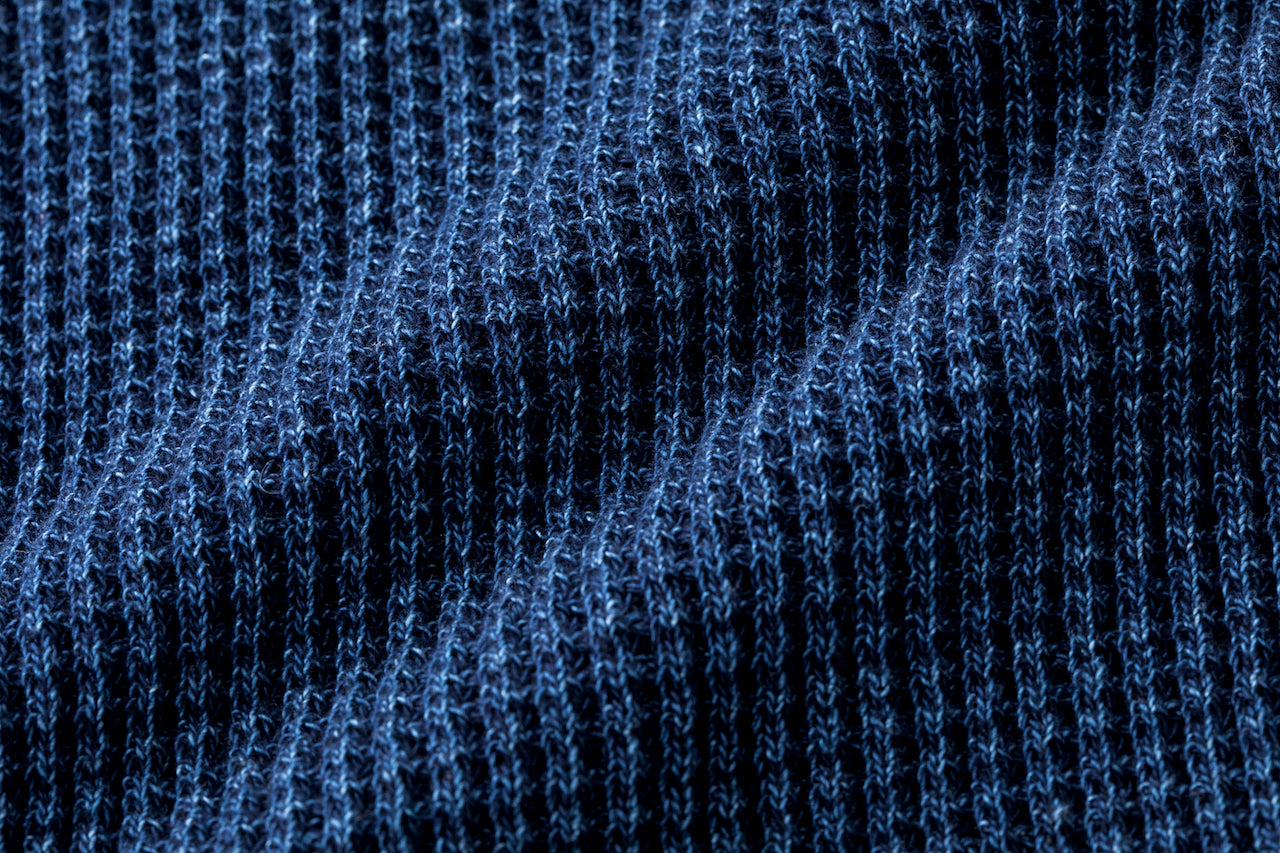 Heavy-Knit Indigo Henley Short Sleeve