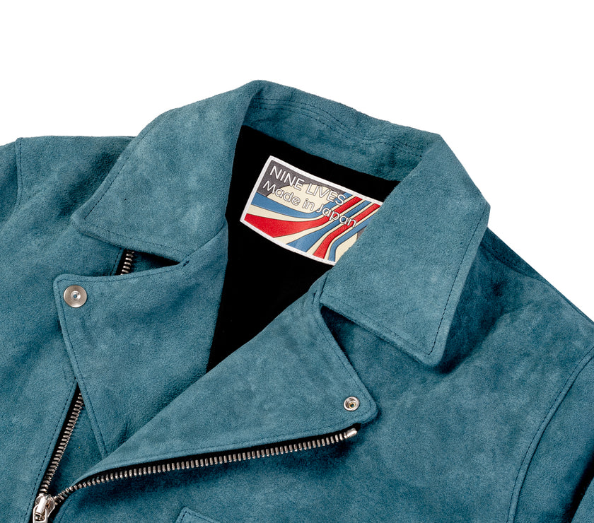 "The Dirty Bird" Double Rider's Horsehide Jacket – Suede Petrol Blue
