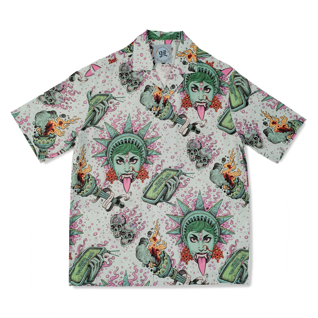 Kalifornia Über Alles Camp Collar Shirt in Rayon (Short Sleeve) - Lucille Balle