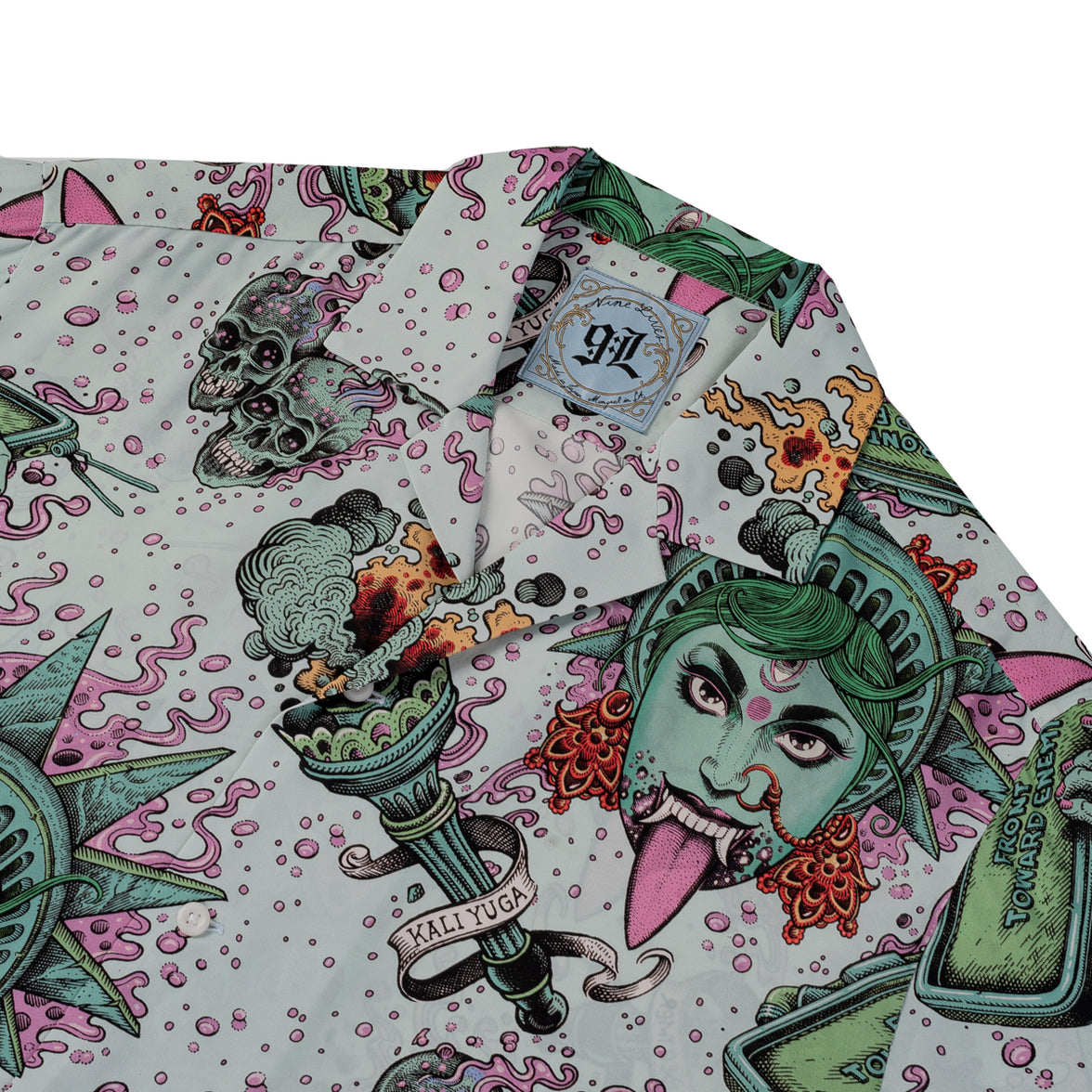 Kalifornia Über Alles Camp Collar Shirt in Rayon (Short Sleeve) - Lucille Balle