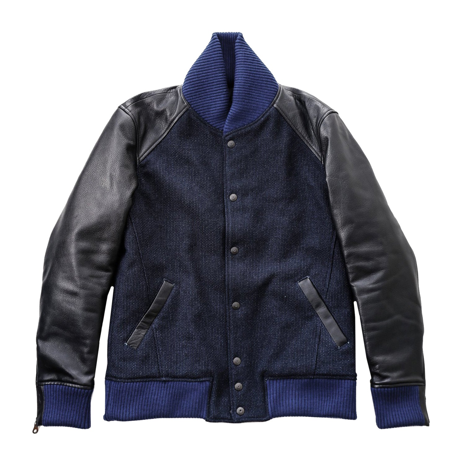 Go Blue! Sashiko Varsity Jacket - Black