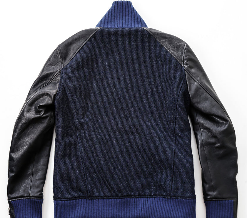 Go Blue! Sashiko Varsity Jacket - Black